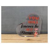 4 Heart-Shaped Acrylic Inspirational 4.5" Plaques - Brand New *B