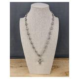 Silver Tone Cross Necklace - Brand New