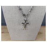 Silver Tone Cross Necklace - Brand New