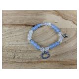 Hello Kitty Beaded Elastic Bracelet Duo, Pink and Blue Magnetic Heart - Brand New