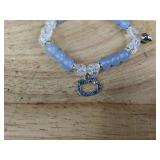 Hello Kitty Beaded Elastic Bracelet Duo, Pink and Blue Magnetic Heart - Brand New
