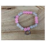 Hello Kitty Beaded Elastic Bracelet Duo, Pink and Blue Magnetic Heart - Brand New