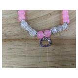 Hello Kitty Beaded Elastic Bracelet Duo, Pink and Blue Magnetic Heart - Brand New