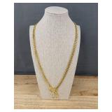 Gold Tone Heart O-Ring Slip Chain Necklace, 24 Inch - Brand New