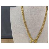 Gold Tone Heart O-Ring Slip Chain Necklace, 24 Inch - Brand New
