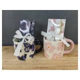 2pc Mug, Notepad & Pen Gift Sets: Flower & Butterfly - Brand New