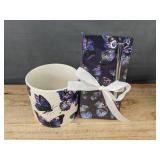 2pc Mug, Notepad & Pen Gift Sets: Flower & Butterfly - Brand New