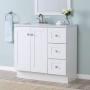 Glacier Bay Bannister 37 in. Single Sink White Bath Vanity with Granite-Look Colorpoint White Cultured Marble Top (Assembled)  Customer Returns See Pictures