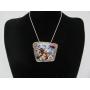 Fantastic Large Sterling Silver &amp; Cloisonné Enamel Pendant Necklace by C.R. Dunetz