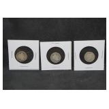 *3* Barber Silver Dimes - 1913, 1908-D, 1899