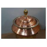 Copper and Brass Hammered Chafing Dish and Stainless Steel 5Q Pan
