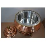 Copper and Brass Hammered Chafing Dish and Stainless Steel 5Q Pan