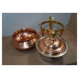 Copper and Brass Hammered Chafing Dish and Stainless Steel 5Q Pan