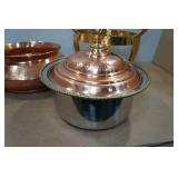 Copper and Brass Hammered Chafing Dish and Stainless Steel 5Q Pan