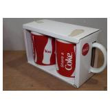 Coca-Cola Condiment Metal Tote and Mug Set