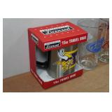 Sports Beer Glasses and Travel Mug with Coasters