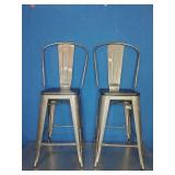 DHP Luxor Counter Stool with Wood Seat and Backrest, 24", Antique Gun Metal