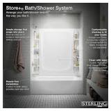 STERLING STORE+ 30 in. W x 60 in. H Three Piece Direct-to-Stud Tub Alcove Wall Surround in White    Customer Returns See Pictures STERLING STORE+ 30 in. W x 60 in. H Three Piece Direct-to-Stud Tub Alcove Wall Surround in White    Customer Returns See Pictures