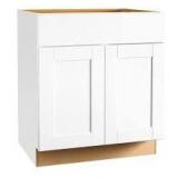 Hampton Bay Shaker 30 in. W x 24 in. D x 34.5 in. H Assembled Sink Base Cabinet in Satin White Customer Returns See Pictures Hampton Bay Shaker 30 in. W x 24 in. D x 34.5 in. H Assembled Sink Base Cabinet in Satin White Customer Returns See Pictures