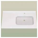 Getpro 42 in. W x 22 in. D Solid Surface White Rectangular Right Single Sink Bath Vanity Top and Basin with 1.38 in. Backsplash Customer Returns See Pictures Getpro 42 in. W x 22 in. D Solid Surface White Rectangular Right Single Sink Bath Vanity Top and Basin with 1.38 in. Backsplash Customer Returns See Pictures