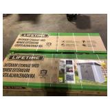 Lot of Lifetime 8 ft. W x 5 ft. D Modern Resin Shed (40 sq. ft.)  Customer Returns See Pictures Lot of Lifetime 8 ft. W x 5 ft. D Modern Resin Shed (40 sq. ft.)  Customer Returns See Pictures