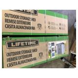 Lot of Lifetime 8 ft. W x 5 ft. D Modern Resin Shed (40 sq. ft.)  Customer Returns See Pictures Lot of Lifetime 8 ft. W x 5 ft. D Modern Resin Shed (40 sq. ft.)  Customer Returns See Pictures