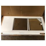 EMCO 34 in. x 80 in. White Universal 3/4-Light Vinyl Storm Door with Black Hardware Damaged  Customer Returns See Pictures EMCO 34 in. x 80 in. White Universal 3/4-Light Vinyl Storm Door with Black Hardware Damaged  Customer Returns See Pictures