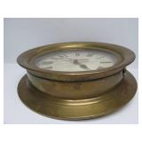 Great Looking Working Large Antique Style Brass Steamship Wall Clock by Time Works