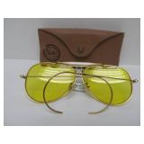 Vintage RAY BAN Yellow Tinted Aviator Sunglasses w/Case