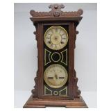 Great Looking Antique WATERBURY Double Dial Calendar Clock