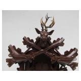 Very nice Vintage Black Forest Hunting Lodge Theme Cuckoo Clock w/Stag Rabbit Bird & Guns #2