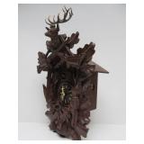 Very nice Vintage Black Forest Hunting Lodge Theme Cuckoo Clock w/Stag Rabbit Bird & Guns #2
