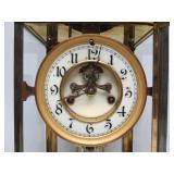 Antique Green Marble Waterbury GERS Mantle Clock w/Large Finial