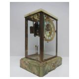 Antique Green Marble Waterbury GERS Mantle Clock w/Large Finial