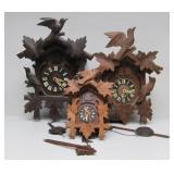 Group of Vintage German Black Forest Cuckoo Clocks