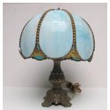 Vintage Light Blue Slag Glass Desk Lamp