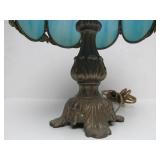 Vintage Light Blue Slag Glass Desk Lamp