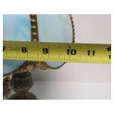 Vintage Light Blue Slag Glass Desk Lamp