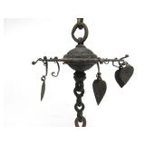 Antique Cast Iron Oriental Hanging Temple Oil Lamp