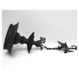 Antique Cast Iron Oriental Hanging Temple Oil Lamp