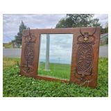 Beautiful Antique Tiger Oak Hall Mirror w/Hat or Coat Racks