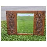 Beautiful Antique Tiger Oak Hall Mirror w/Hat or Coat Racks