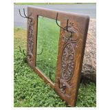 Beautiful Antique Tiger Oak Hall Mirror w/Hat or Coat Racks
