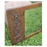 Beautiful Antique Tiger Oak Hall Mirror w/Hat or Coat Racks