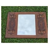 Beautiful Antique Tiger Oak Hall Mirror w/Hat or Coat Racks