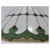 Excellent Large Slag Glass Hanging Lamp - Green & White w/Red