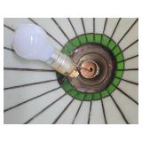 Excellent Large Slag Glass Hanging Lamp - Green & White w/Red