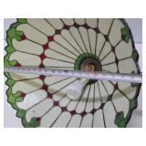 Excellent Large Slag Glass Hanging Lamp - Green & White w/Red