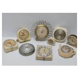 Large Group of Assorted Mid Century Wall Clocks & Alarm Clocks