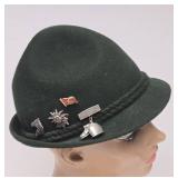Vintage Austrian/German Green Felt Alpine Hat w/Pins